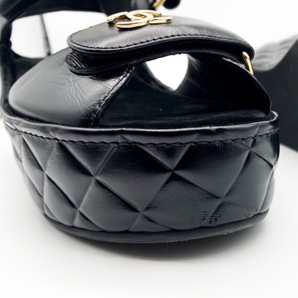 CHANEL Leather Wedge Strap Sandals - Picture 6 of 16